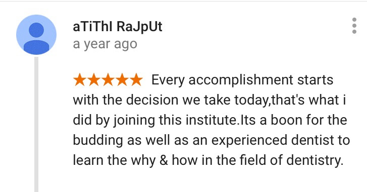 Dental Courses in India, Dental Courses Delhi, Student Testimonial